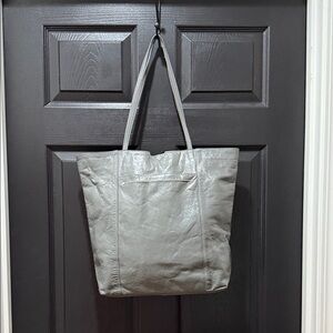 Latico Chic Silver Soft Leather Tote Bag